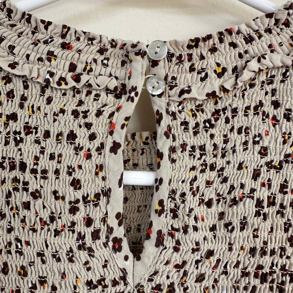 Patrons Of Peace Cottage Floral Smocked Top Cropped Long Sleeve Womens MED - Picture 10 of 11